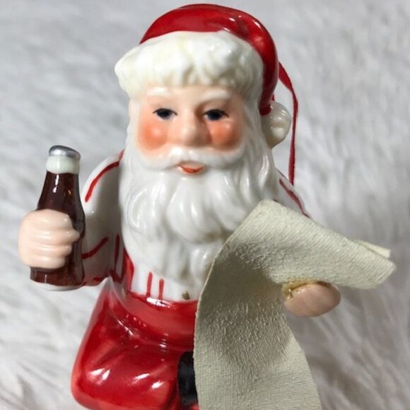 NWOT Vintage Coca-Cola Sitting Santa w/List Ornament Keepsake Box - Picture 5 of 13